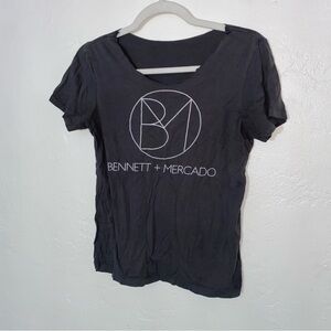 Cool Cutoff Neckline T Shirt Graphic Logo Tee Dark Heather Gray Bennett Mercado